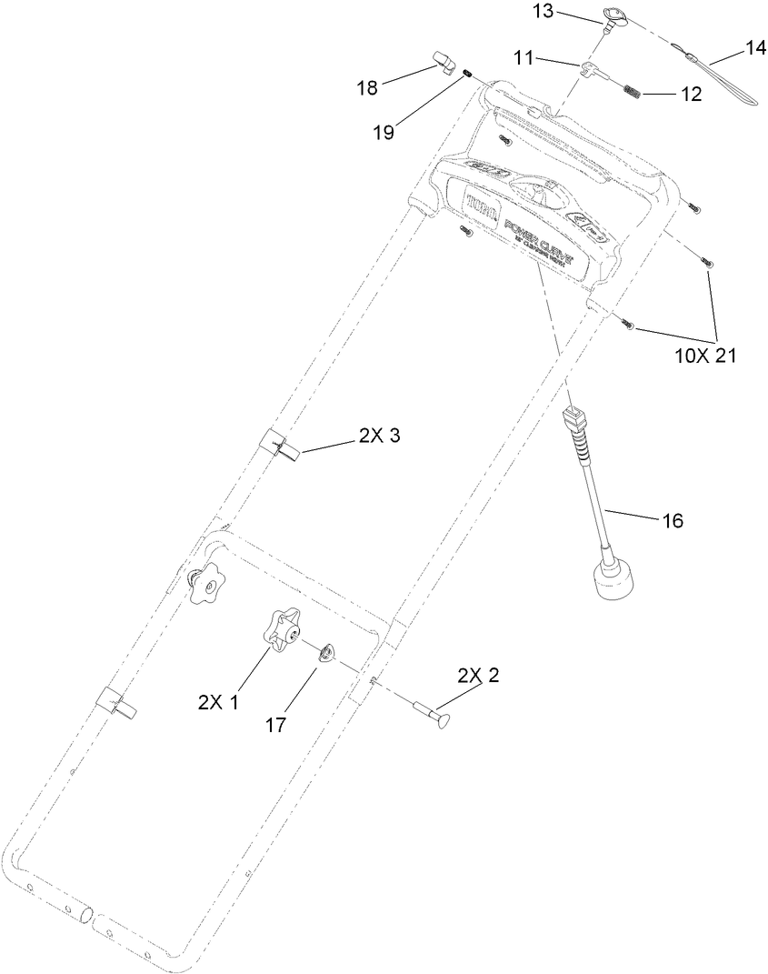Handle Assembly Diagram and Parts List for 38381 316000001 - 316004999 Lawn Boy Snow Blower